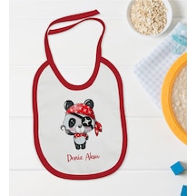 BK Kids Kişiye Özel Sevimli Korsan Tasarımlı Kırmızı Bebek Mama Önlüğü Kırmızı