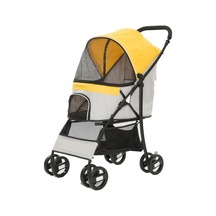 Eurodog - 12 - Katlanabilir Köpek Arabası Sarı - Kmrsfres - 67x47x98 Cm