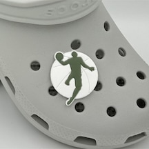 Crocs Terlik Süsü Ve Aksesuarı , Çanta Süsü Renkli Jibbitz Jordn Basket 08 Görselli Figür Aksesuarı Yeşil-beyaz