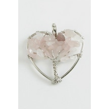 Hnrlıshp Pembe Kuvars Kalp Doğaltaş Kolye Ucu-açık Pembe 83395273