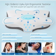 Boyun Desteği İçin Ultra Fıtık Ağrı Giderici Soğutma Yastığı, Ayarlanabilir Servikal Yastık Rahat Uyku, İcin Ergonomik Konforlu Hafızalı Köpük Yastıklar Kırışık Giderici Beyaz Gri Açık Indigo