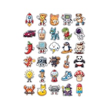 30 Adet Karakter Ve Maskot Sticker Seti - Laptop Defter Ajanda İçin Çok Renkli