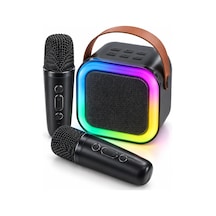 Karaoke Hoparlör Seti Çift Mikrofon Bluetooth 5.3 Led Işıklı