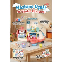 Eğitici Sesli Ve Işıklı Dev Hastane Uçağı - Aksesuarlı 2'si 1 Arada İlk Yardım Doktor Oyun Seti
