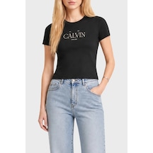 Calvin Klein % 100 Pamuk Slim Fit Bisiklet Yaka T Shirt Lv047g806gub1 Bayan T Shirt Lv047g806g Ub1 Siyah