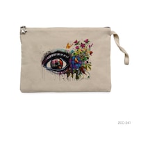 Zepplin Giyim Çizim Göz Clutch Astarlı Cüzdan / El Çantası