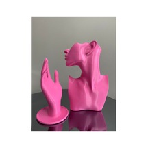 Pembe Renk Dekoratif Takı Mankeni Ve El 2'li Set Takı Teşhir Standı 23 Ve 18 Cm Takı Organizeri Küpe