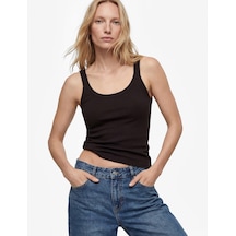 Koton Modal Kumaş Slim Fit U Yaka Askılı Top Kahverengi 6sak10035pk Kahve
