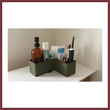 Storeşahin 3d Baskı Köşe Banyo Organizeri Diş Fırçası Ve Cilt Bakım Ürünü Tutucu Çizgili Modern Köşe Düzenleyici Yeşil Shn0720