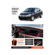 Renault Symbol Airbagsiz 2008-2011 Uyumlu Torpido Örtüsü, Torpido Kılıfı - Siyah-kırmızı - Re029