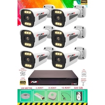 Fury 6 Kameralı 6 Warm Led Gece Renkli Görüş-cepten İzle-su Geçirmez Güvenlik Kamerası Seti 320gb