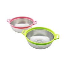 27cm Renkli Plastik Çerçeve - Kulplu Çelik Sepet Metal Süzgeç Go53/01398 Çok renkli