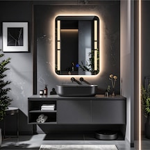 Drayno Günışığı Lazer Kumlamalı Lavabo & Banyo Aynası Dokunmatik Sensörlü 80 X 60