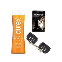 Durex Play Sıcak Dokunuş Bay Bayan Uyarıcılı Jel 100 Ml + Siyah Deri El Kelepçesi + Hediye