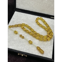 Sistemli Sarı Ateş Kehribar Tesbih 8x12 Mm