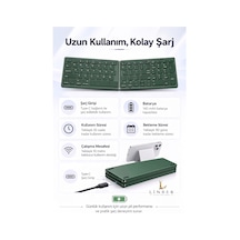 Yeşil Katlanabilir Bluetooth Şarjlı Kablosuz Klavye Tablet Telefon Ve Laptop Uyumlu. Yeşil