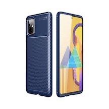Samsung Galaxy M51 Uyumlu Kılıf Auto Focus Karbon Kapak - Lacivert