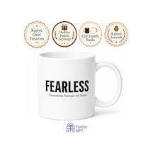Fearless Baskılı Korkusuz İngilizce Çay Kupası Motivasyon Hediye Bardak Beyaz / Çok Renkli