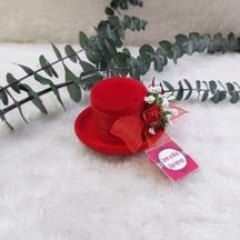 Kırmızı Flok Şapka Kına Nikah Şeeri 30 Adet