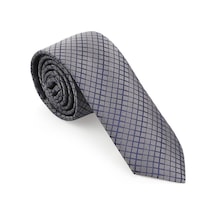 Gri Ekoseli Slim Kravat - Brianze Skac - 4 Gri