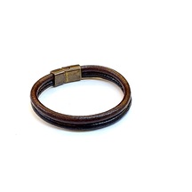 Pure Leather Brown Hakiki Deri Erkek Bileklik Mıknatıs Kilitli-1456 Antrasit