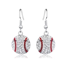 Gümüş 1 Çift Beyzbol Kolye Takı Spor Şeffaf Kristal Silver