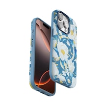 Onegif Apple iPhone Uyumlu 15 Pro Flower Series Magsafe Kapak - Mavi İtdark21560