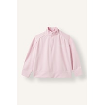 Defacto Oversıze Yarım Fermuarlı Modal Sweatshirt Kız Çocuk I1640a826aupn47 Pembe-pn47