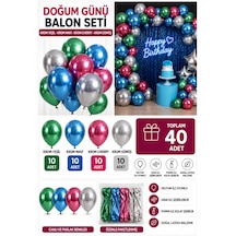 Krom 40'lı Doğum Günü Parti Balon Seti Çok  Renkli