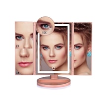 1x-2x-3x-10x Büyütmeli 37 Led Işıklı Makyaj Aynası, 3 Panel, Katlanabilir, Dokunmatik Sensörlü Rose Gold Diğer