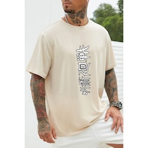 Unisex Jujutsu Kaisen Baskılı T-shirt Bej