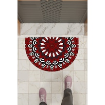 Rugmood Modern Dijital Paspas Kırmızı Mandala Desen Paspas - Kapı Önü Paspası