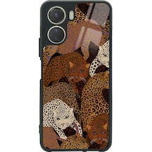 Vivo Y16 Leoparlar Tasarımlı Glossy Telefon Kılıfı Siyah