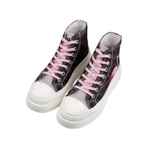 Kadın Vegan Kahverengi Kalın Taban High Sneakers - Brown Tropical Tasarım Çok Renkli