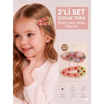2 Li Set Kiraz Ve Ekose Figürlü Çocuk Pens Toka Farklı Renk Seçenekli Ab Rengi