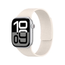 Ekılıf - Apple Uyumlu  Watch 44mm - Kordon Kabartma Desenli Silikon Kordon - Krd-136 - Starlight - T36715
