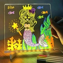 Led Aydınlatmalı Yazı Ve Çizim Tahtası - Küçük Boy 20x20 Cm Lisinya