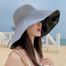 Bba Kadın Büyük Kenarlı Tam Yüz Kaplayan Güneş Koruma Şapkası Gri