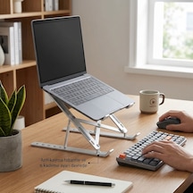6 Kademeli Ayarlanabilir Alüminyum Laptop Standı Katlanabilir & Taşınabilir Ergonomik Notebook Yükseltici