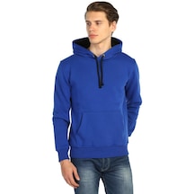 Bant Giyim - Kobalt Mavi Kışlık Kalın Kapüşonlu Erkek Sweatshirt 001