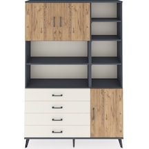 Arges Dolap 9 Raflı 4 Çekmeceli 3 Kapaklı 132x30x195 Antrasit... Antrasit