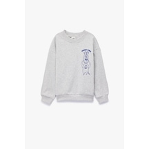 Koton Erkek Bebek Canavar Baskılı Uzun Kollu Bisiklet Yaka Sweatshirt Gri