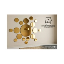 Dekoratif Yuvarlak Pleksi Ayna Görünümlü 1mm Altın Gold Renk Kendinden Yapışkanlı 12 Adet Altın Altın