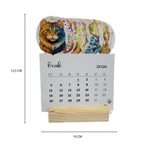Yunus Copy 2026 Kedi Takvimi Ahşap Ayaklı Kedi Temalı Özel Tasarım Takvim