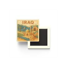 Irak - Iraq - Paper Cut Art - Baskılı Buzdolap Magneti Kare - 9x9 Cm