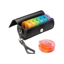 Deri 7 Günlük Hap Düzenleyici İlaç Kutusu Hafta Mark 14 Izgara Vitn Depolama Taşınabilir Tekrar Kullanılabilir Gökkuşağı Hap Kutusu Gökkuşağı,