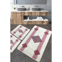 Meore Banyo Halısı Djt 3 Lü Set Banyo Halısı Paspas Yıkanabilir Kaymaz Çok Renkli