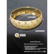 Kumlu Yıldız Desenli 6.5 Cm Lüks Çelik Takı Bilezik Altın