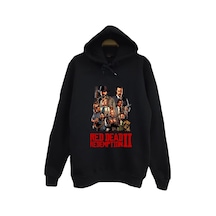 Red Dead Redemption 2 - Oyun Baskılı Unisex %100 Pamuk Kapüşonlu Sweatshirt Siyah