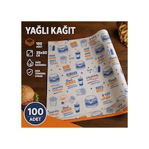 100 Adet Baskılı Yağlı Kağıt 35x50 Cm Hamburger Sandviç Fast Food Restoran Büfe Servis Ve Paketleme Kağıdı Gıda Temasına Uygun